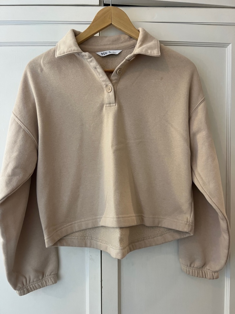 DSG Neutral Beige Cropped Polo Sweatshirt